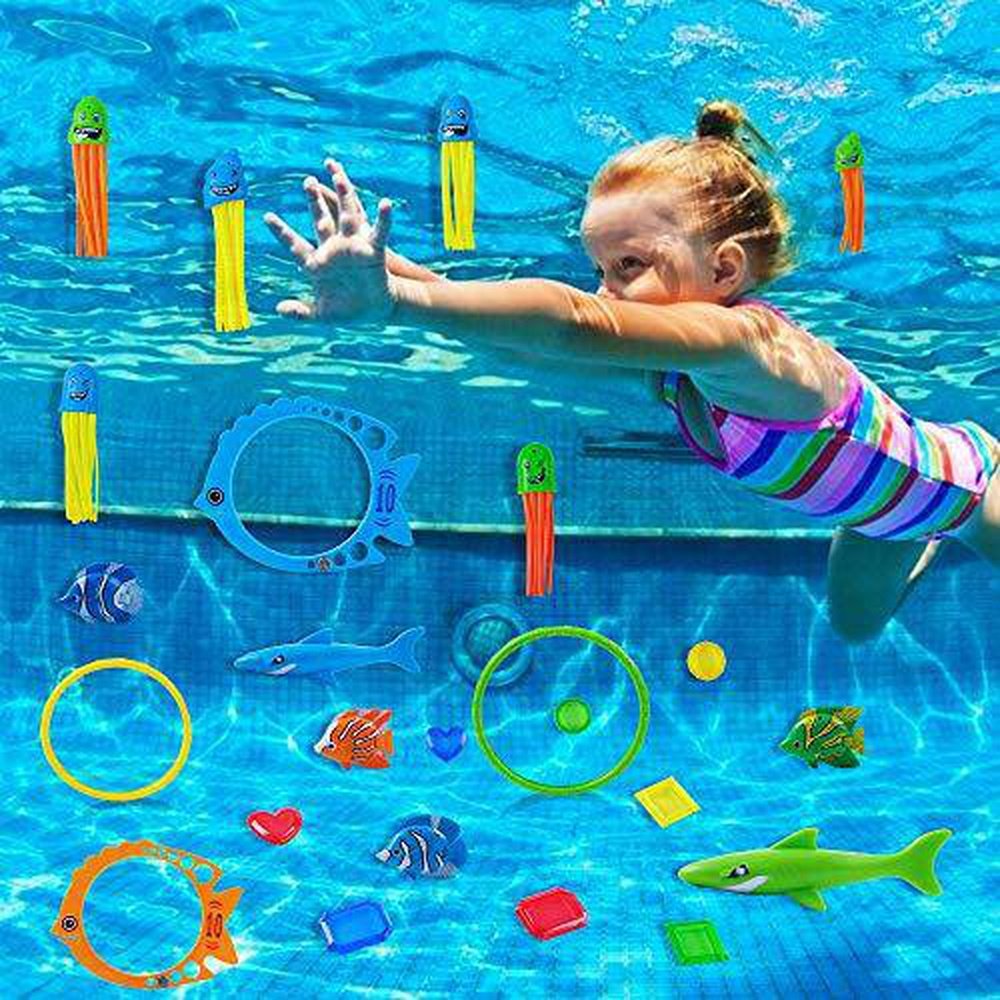 HonShoop 36pcs Diving Pool Toys for Kids, Underwater Swim Toys Set wit