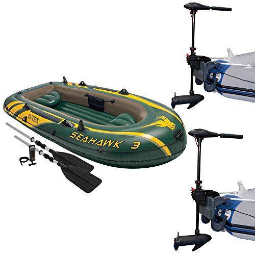 Intex Seahawk 3 Inflatable raft Set and 2 Transom Mount 8 Speed
