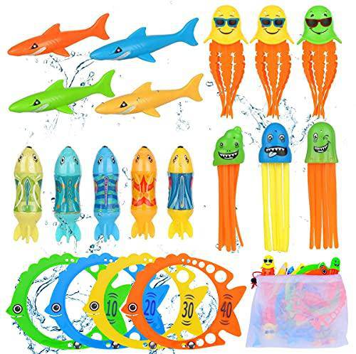 Pool Toys for Kids Diving Torpedo Toy Water Shark Fish Ring