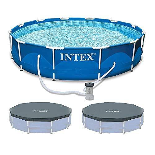 12 x 2.5 Foot Metal Frame Above Ground Pool with Filter Pump & 2 Pcs Pool Debris Cover