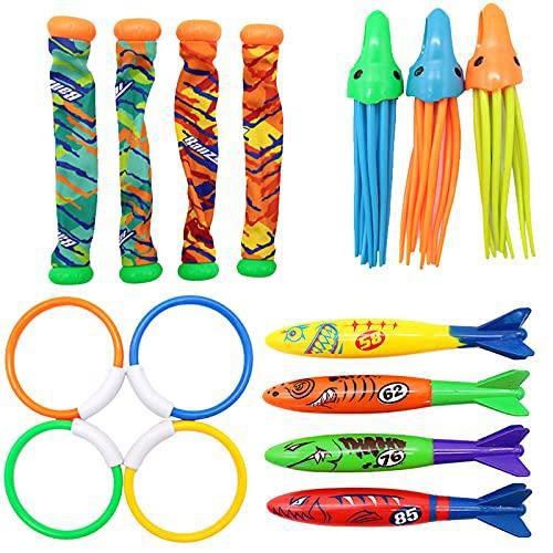 15 PCS Children Diving Pool Toys, Underwater Swimming Diving Toy,Fun Pool Toys, Sinking Swim Toys Underwater Treasures Games Swimming Pool Toys for Kids 3+, Teen Toddlers Pool Summer Toys