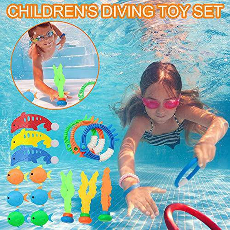15 PCS Colored Dive Pool Toys Underwater Swimming Toys Pool Diving Toys Variety Water Diving Ring Dive Stick Durable Swim Pool Dive Toys Under Water Treasures Gift Set for Kids Teens, Adults
