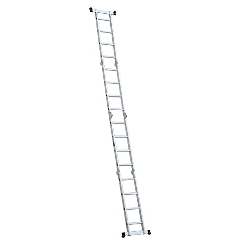 16 Step 15.5FT Ladder Folding Extension Aluminum Multi Purpose 330lb Load Swimmingpool Step Ladder Telescoping Ladder Pool ladders for Above Ground Pools Above Ground Pool Ladder Pool Ladder