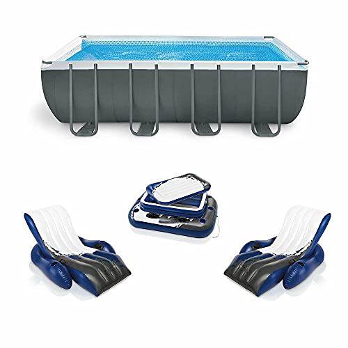 18ft x 9ft x 52in Ultra XTR Rectangular Pool, Floats (2 Pack), and Cooler Framed Swimming Pools Swimming Pool Above Ground Pool Pools for Backyard Outdoor Pool Above Ground Pools Backyard Pool