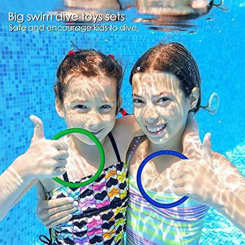 18Pcs Diving Pool Toys Underwater Summer Swimming Pool Toys for Kids Teens and Adults Included Diving Sticks,Torpedo, Water Rings, gem Gift Set .