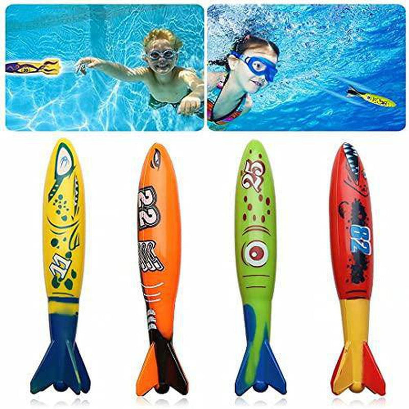 18Pcs Diving Pool Toys Underwater Summer Swimming Pool Toys for Kids Teens and Adults Included Diving Sticks,Torpedo, Water Rings, gem Gift Set .