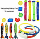 18Pcs Diving Pool Toys Underwater Summer Swimming Pool Toys for Kids Teens and Adults Included Diving Sticks,Torpedo, Water Rings, gem Gift Set .