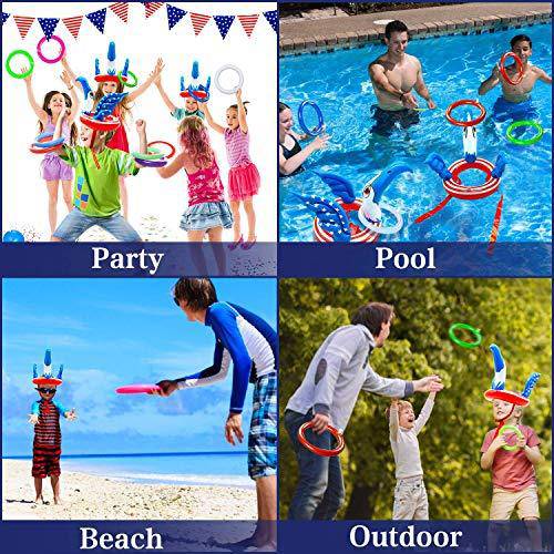 2 Pack Inflatable Pool Ring Toss Pool Game Toys, Swimming Pool Toys Summer Beach Game Pool Party Toys Luau Decoration Outdoor Pool Games for Kids Boys Girls Family Backyard Water Toys