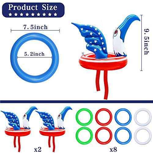 2 Pack Inflatable Pool Ring Toss Pool Game Toys, Swimming Pool Toys Summer Beach Game Pool Party Toys Luau Decoration Outdoor Pool Games for Kids Boys Girls Family Backyard Water Toys