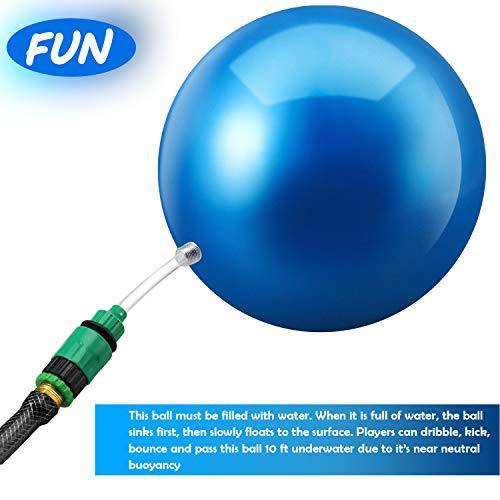 2 Pieces Swimming Pool Balls with Hose Adapter, 9 Inch Fillable Ball for Swimming Pool Fill with Water Pool Football for Basketball Rugby Water Parties Game