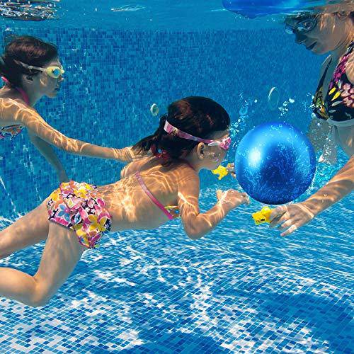 2 Pieces Swimming Pool Balls with Hose Adapter, 9 Inch Fillable Ball for Swimming Pool Fill with Water Pool Football for Basketball Rugby Water Parties Game