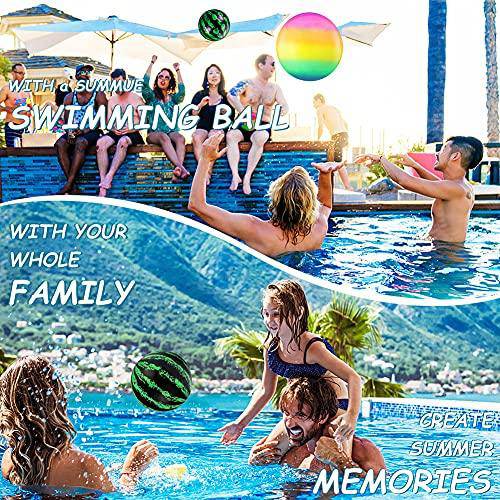 2 Pieces Swimming Pool Toys Ball with Hose Adapter, for Under Water Passing, Dribbling, Diving and Pool Games for Teens, Kids, or Adults, 9 in. Ball Fills with Water (Green-Cyan Style)