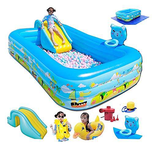 2021 Above Ground Pool Inflatable Swimming Pool with Slide and Shooting Frame for Kids Adults Large Garden Free Pool Toys Cover/Mat Electric Pump (Size : D-4.20m)