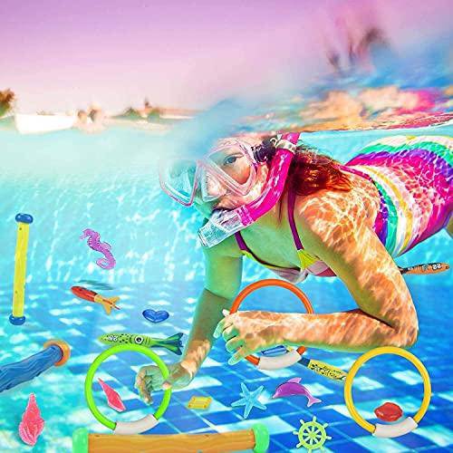 2021 New 34 Pcs Sinking Dive Pool Toys Water Gun Underwater Swimming Toys,Diving Gems,Diving Sticks for Boys Girls Kids Summer Swimming Pool Beach Sand Outdoor Water Activity Fighting Play Toys
