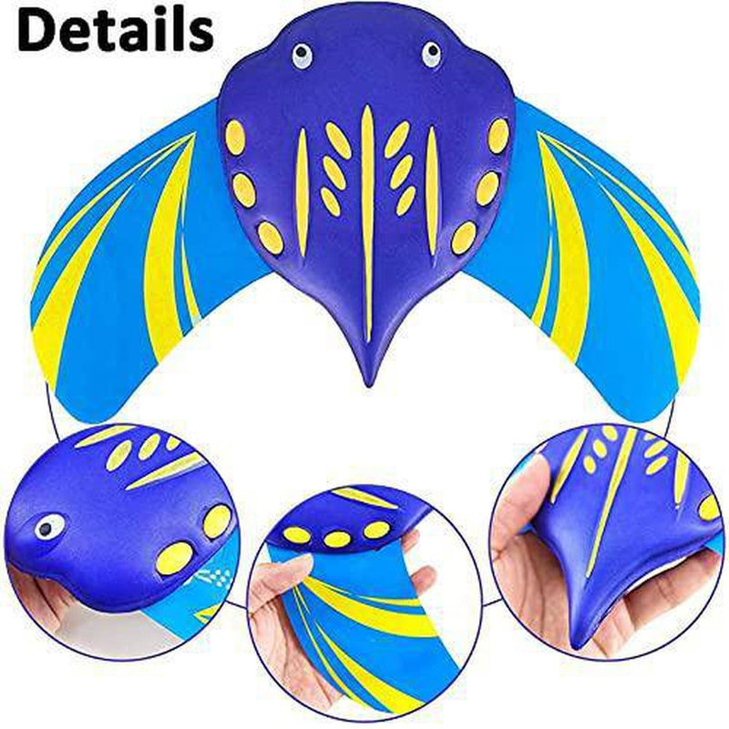 2021 New Summer Kids Swimming Pool Toy Mini Stingray Adjustable Self-propelled Devil Fish Flipper Training Underwater Glider Equipment Diving Water Toys Swimming Pool Toy, Adjustable Fins (Small)