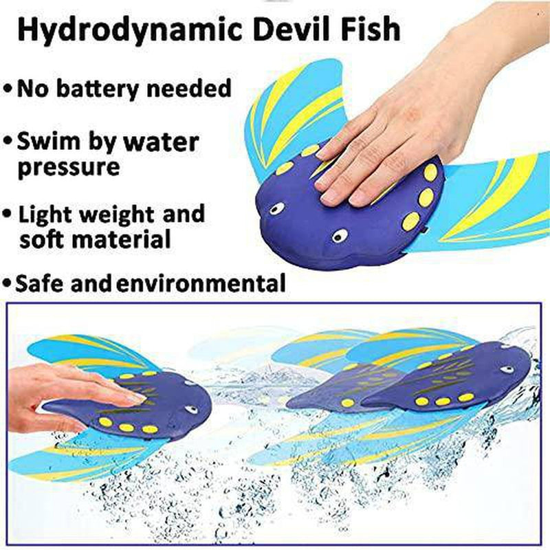 2021 New Summer Kids Swimming Pool Toy Mini Stingray Adjustable Self-propelled Devil Fish Flipper Training Underwater Glider Equipment Diving Water Toys Swimming Pool Toy, Adjustable Fins (Small)