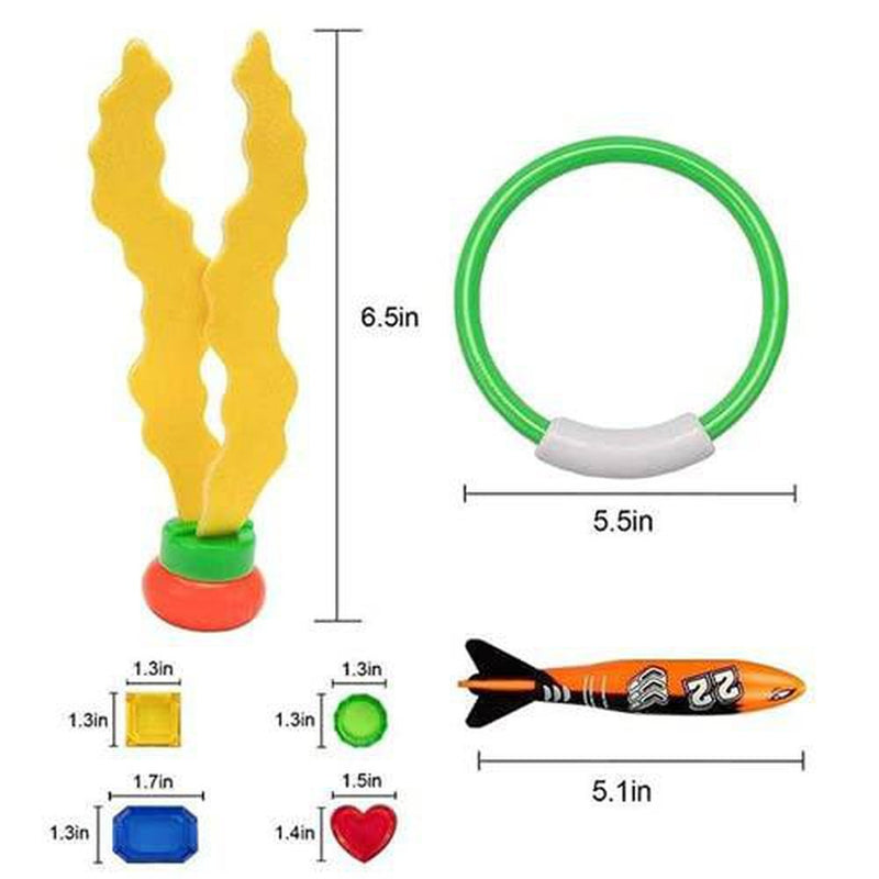 22 PcsSwimming Pool Diving Toys for Kids,Summer Fun Pool Sinking Toys Set,Underwater Variety Diving Training Gifts with Pool Torpedo,Torpedo Bandits,Diving Gems,for Kids Pool Games
