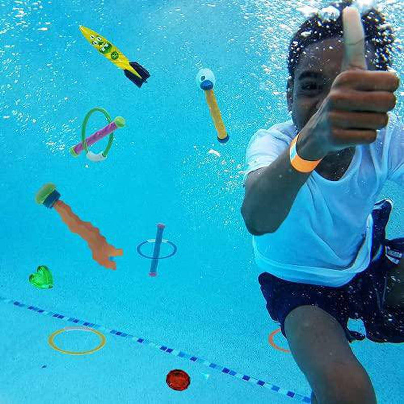 22 PcsSwimming Pool Diving Toys for Kids,Summer Fun Pool Sinking Toys Set,Underwater Variety Diving Training Gifts with Pool Torpedo,Torpedo Bandits,Diving Gems,for Kids Pool Games