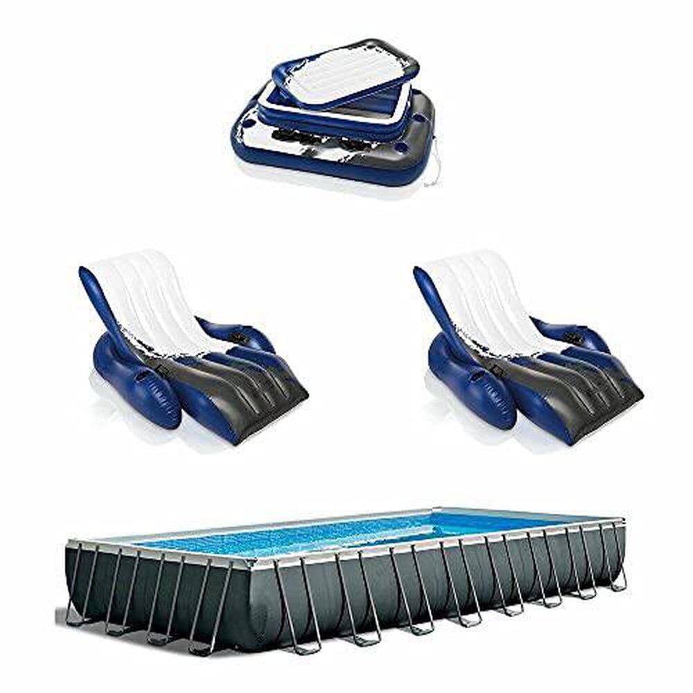Large Rectangle Pool Float 24ft x 12ft x 52in Ultra XTR Rectangular Pool, Floats (2 Pack), & Cool