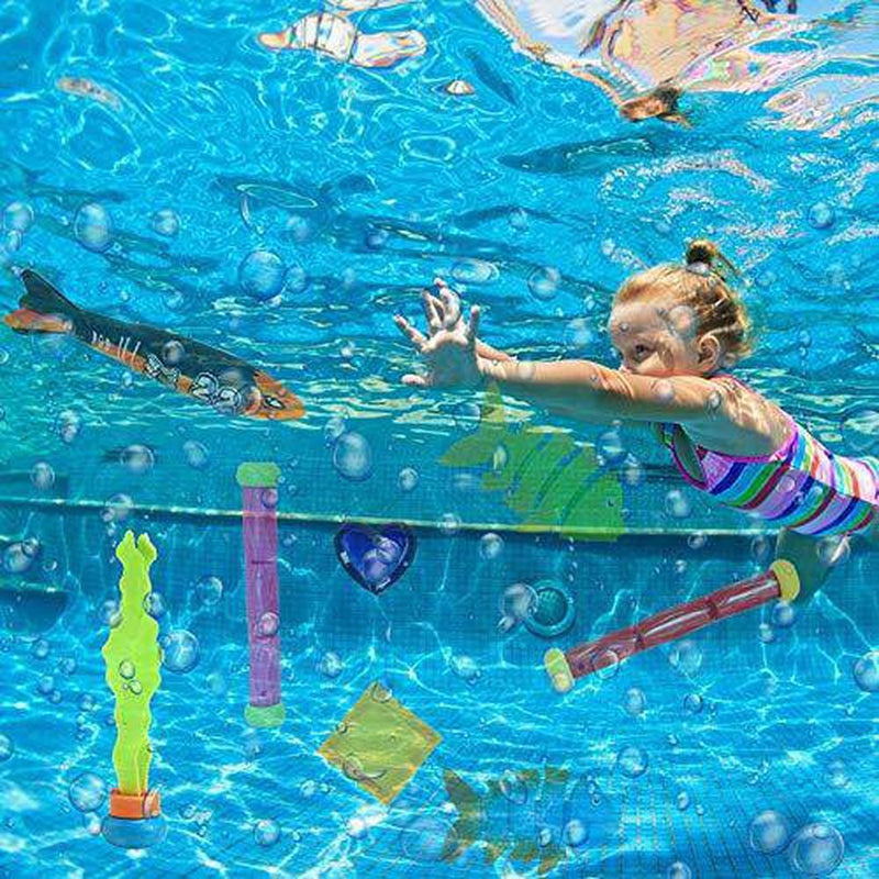 25 Pcs Diving Pool Toys Jumbo Set with Storage Bag Includes (5) Diving Sticks, (4) Diving Rings, (6) Pirate Treasures, (3) Diving Toy Balls, (3) Fish Toys, (4) Stringy Octopus