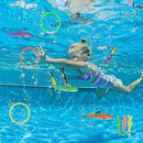25 PCS Diving Toy Set Underwater Swimming Diving Rings, Diving Sticks, Stringy Octopus, Bandits and Diving Fish with Portable Storage Bag Summer Sinking Dive Pool Toy for Kids (E)