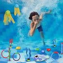 28 Pcs Diving Pool Toys Jumbo Set with Storage Bag Includes (4) Diving Sticks, (4) Diving Rings, (4) Toypedo Bandits,(5) Pirate Treasures, (6) Fish Toys, (3) Diving Toy Balls, (2) Stringy Octopus