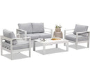 Solaste Outdoor Aluminum Furniture Set - 4 Pieces Patio Sectional Chat Sofa Conversation Set with Table,White