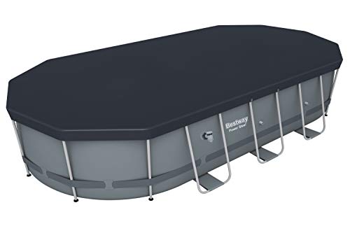 Bestway Power Steel 18' x 9' x 48" Oval Above Ground Pool Set | Includes 1500 GPH Cartridge Filter Pump, Cover, & Ladder