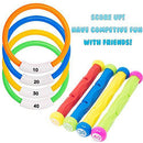 36 PCs Diving Pool Toys Deluxe Set w/ 4 Diving Sticks; 4 Diving Rings; 4 Toypedo Bandits; 12 Pirate Coins & Treasures; 4 Stringy Octopus; 4 Fish Toys; 4 Toy Balls for Kids Swimming Training Game