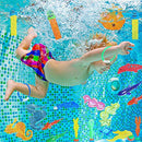 36 Pieces Underwater Diving Pool Toys Set Includes 4 Shark Toys, 4 Diving Rings, 3 Stringy Octopus, 3 Diving Dolphins, 3 Diving Balls, 5 Corsairs with 14 Under Water Treasures for Summer Pool Party