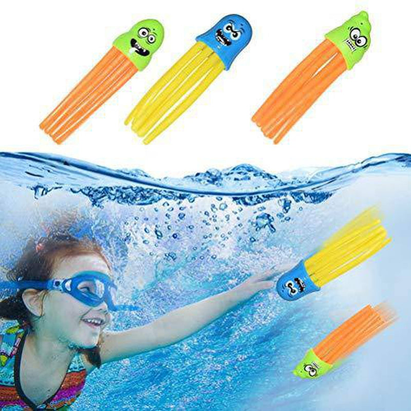3Pcs Random Octopus Pool Diving Toys, Stringy Octopus Pool Swimming Toys with Funny Faces, Children Outdoor Gift Pool Toys in Summer&Pool Party