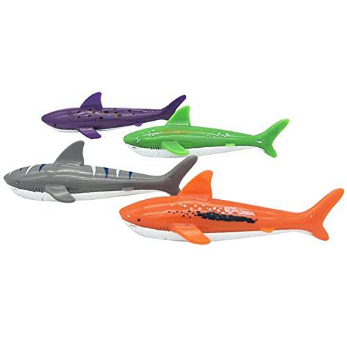 4 Pack Diving Pool Toy Underwater Swimming Throwing Shark Set for Pool Children