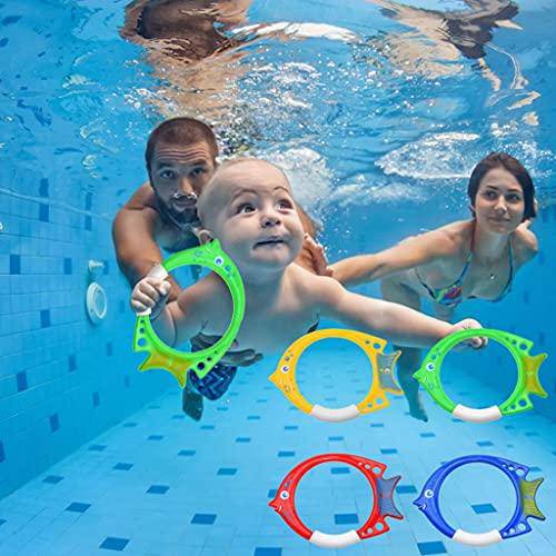 4 PC Underwater Diving Toy Small Diving Fish Rings Toy Pool Diving Colorful Training Toy Underwater Fun Toy Pool Toys Pool Toys for Toddlers Kids (A)