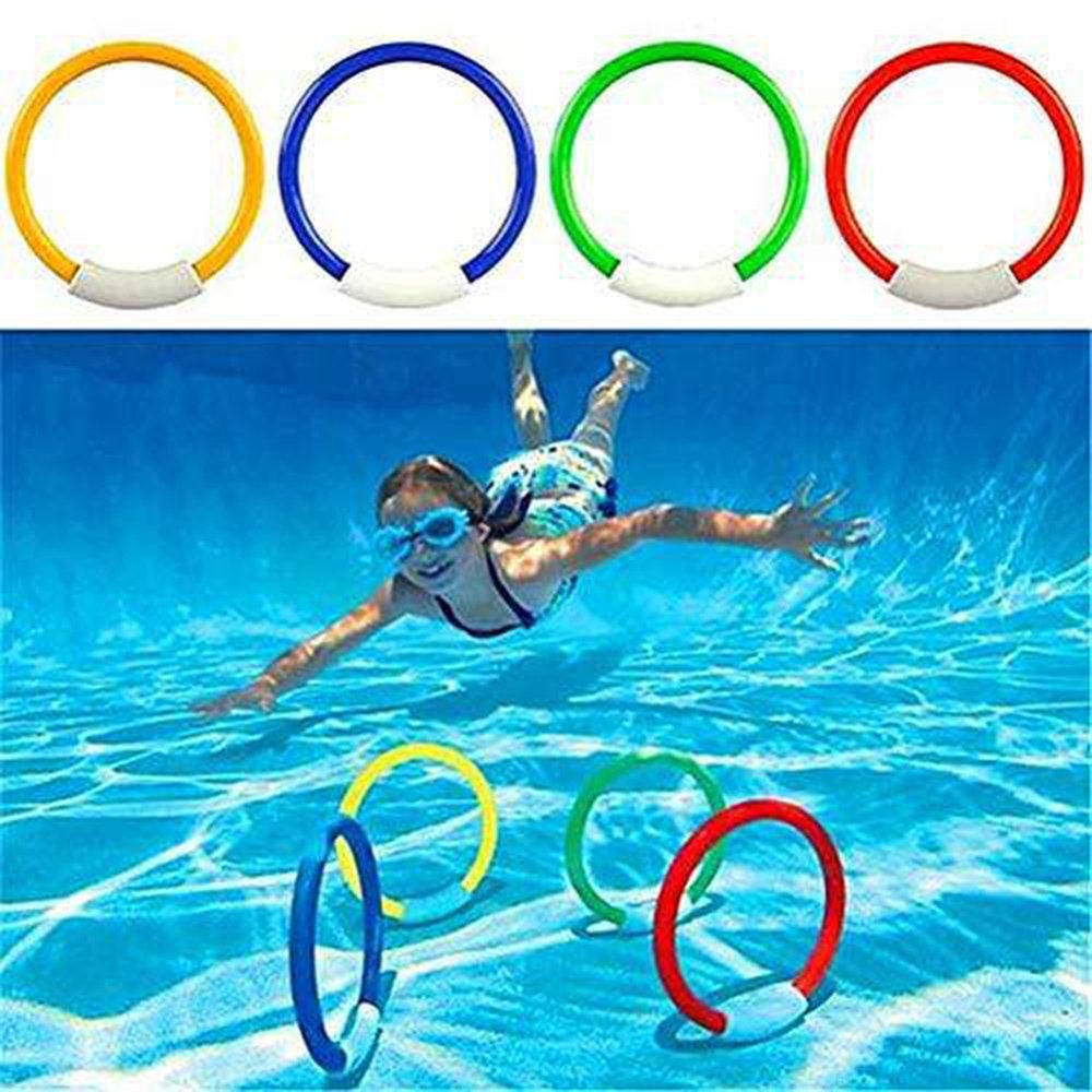 Diving Hoops 4 Pcs/Pack Child Kid Swimming Pool Underwater Diving Rings Toys Underw