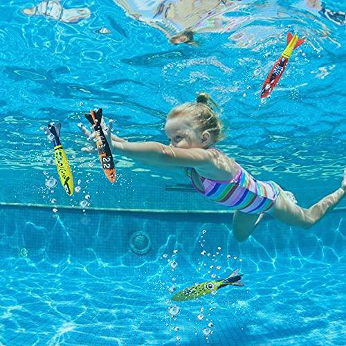 4 Pcs Underwater Diving Torpedo Bandits Swimming Pool Toys Underwater Gliding Shark Rockets for Under The Sea Party