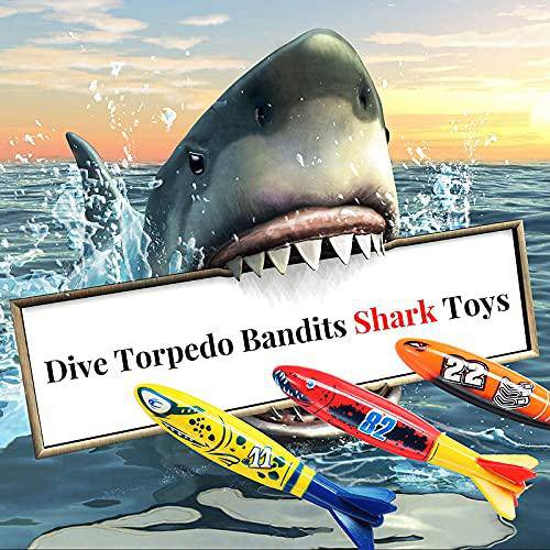 4 PCS Underwater Swimming Pool Toys with Shark Shape, Cuicu Durable Long Lasting Portable Easy to Store Pool Toys for Children
