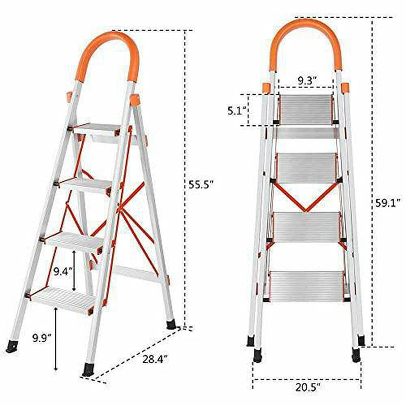 4 Step Ladder Folding Step Stool Stepladders Folding Ladder 330lbs Max Load Swimmingpool Step Ladder Telescoping Ladder Pool ladders for Above Ground Pools Above Ground Pool Ladder Pool Ladder