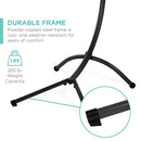 Best Choice Products Outdoor Hanging Curved Steel Chaise Lounge Chair Swing w/ Built-in Pillow and Removable Canopy, Teal