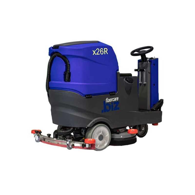 USA-CLEAN X26R Ride-On Auto Floor Scrubber Machine, 26 inch (750mm) Cleaning Path, Industrial Commercial Use, Large Tank Capacity, Battery Powered Quiet and Easy to Use