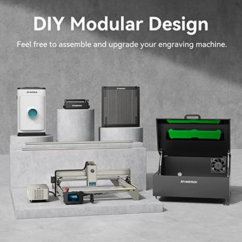 ATOMSTACK S20 PRO Laser Engraver,130W Laser Engraving Cutting Machine Air Assist Kits, 20W Output Power 0.08 * 0.1mm Compressed Spot, Laser Cutter and Engraver Machine Metal Steel Golden Gray