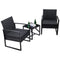 Flamaker 3 Pieces Patio Set Outdoor Wicker Patio Furniture Sets Modern Bistro Set Rattan Chair Conversation Sets with Coffee Table for Yard and Bistro (Black)