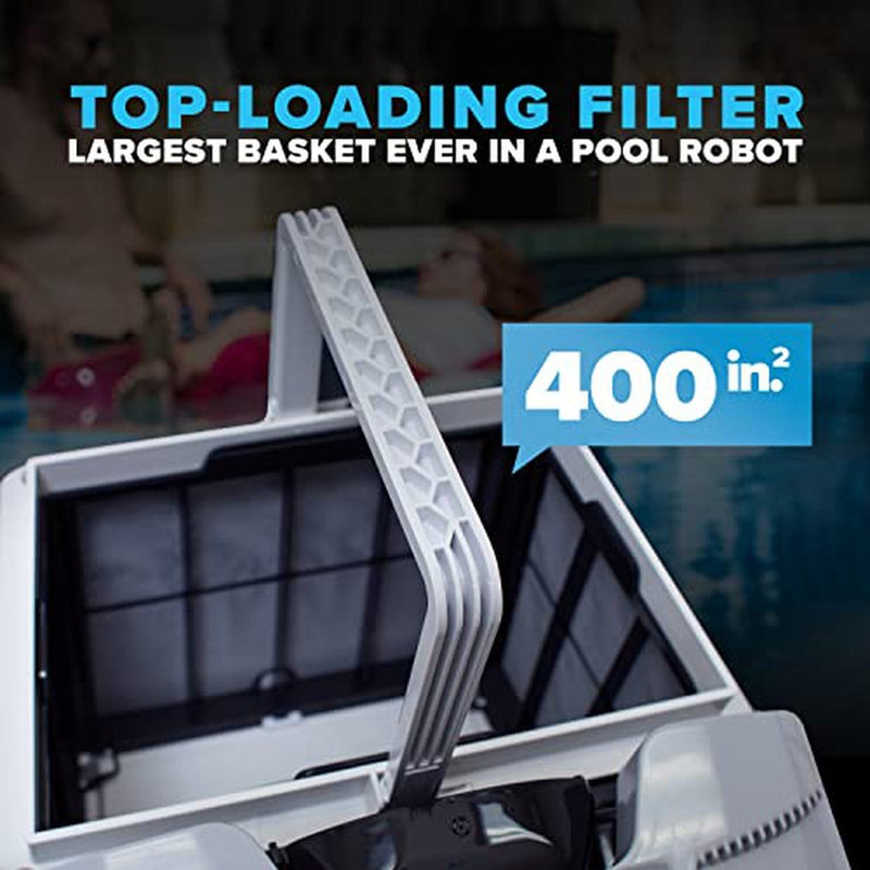Dolphin Quantum Automatic Robotic Pool Cleaner with Extra-Large Filter Basket and Intense Waterline Scrubbing Power, Ideal for In-ground Swimming Pools up to 50 Feet