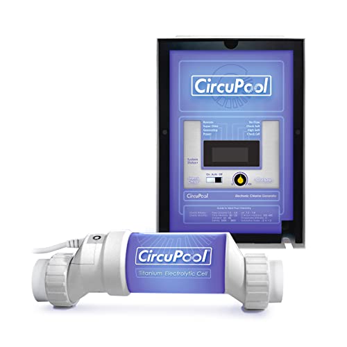 CircuPool® Universal40 Saltwater Chlorinator - Complete System with 40k-Gallon Max Cell - Compatible with existing Systems. 2023 Model with 2.0 lb. Output, USA Made Titanium Cell & 4 Year Warranty
