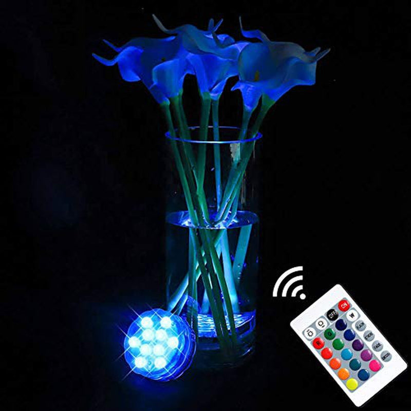 AquaMiracle Underwater LED Lights IP68 Waterproof, with Remote Control, Battery Powered, Color-Changing Lights for Pool, Pond, Hot Tub, Shower, Bath, Bar, Wedding, Party, Aquarium, Vase Decoration