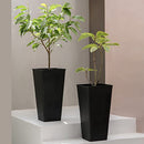 La Jolie Muse Tall Planters 26 Inch, Flower Pot Pack 2, Patio Deck Indoor Outdoor Garden Tree Planters, Black