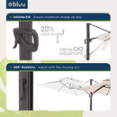 BLUU REDWOOD 10 FT 2 Tier Square Patio Umbrella Offset Cantilever Outdoor Umbrella Aluminum Market Hanging Umbrellas with 360° Rotation Device and Unlimited Tilting System & Cross Base (Beige)