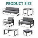 Green4ever Aluminum Patio Furniture Set, 8 Pieces Outdoor Conversation Set All-Weather Modern Metal Couch Outdoor Sectional Sofa with Ottomans and Coffee Table (Grey)
