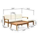 Christopher Knight Home Grenada Sectional Sofa Set | 5-Piece 3-Seater | Includes Coffee Table and Ottoman | Acacia Wood Frame | Water-Resistant Cushions | Teak and Beige, Finish