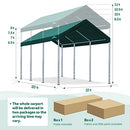 ADVANCE OUTDOOR Adjustable 10x20 ft Heavy Duty Carport Car Canopy Garage Boat Shelter Party Tent, Adjustable Peak Height from 9.5ft to 11ft, Green