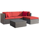 Devoko 5 Pieces Patio Furniture Sets All Weather Outdoor Sectional Sofa Manual Weaving Wicker Rattan Patio Conversation Set with Cushion and Glass Table